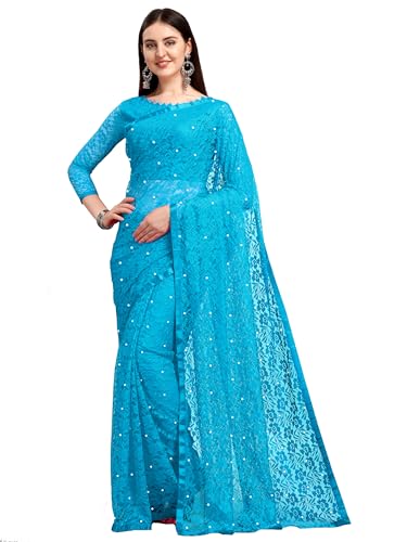 Image of LOROFY Women's Brasso Net Saree With Blouse