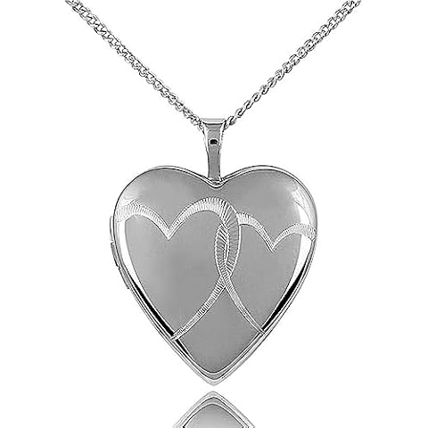 Engraved Sterling Silver Heart Locket Necklace Cover