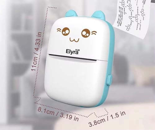 Image of Mini Portable Thermal Printer - Bluetooth Pocket Printer for Kids & Adults, 57mm Inkless Photo & Label Printer with 1 Roll, Prints B&W Notes, Stickers & Photos (White)