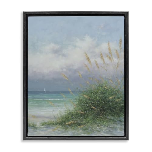 Ocean Waves Beach Reeds, 16 x 20 Inch Canvas in Floater Frame