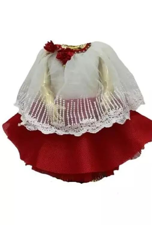 JS.Garments PONCHU White RED Frocks & DressesJSqrltv_3-4 Y-image-2
