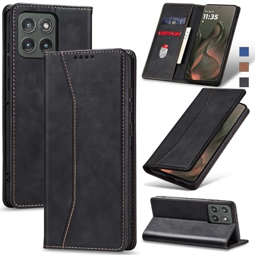 Image of Jasonyu Flip Wallet Case for Motorola Edge (2025) /60 /60 Pro /Fusion,Black