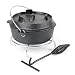 Produktbild Wiltec Dutch Oven 4l mit Untersetzer und Deckelheber, Kochtopf aus Gusseisen für Lagerfeuer und Camping