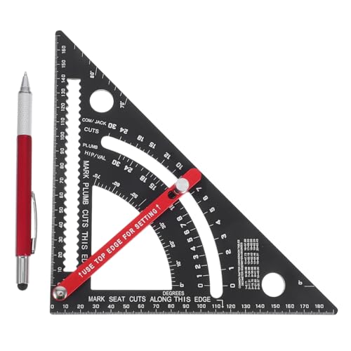 Balacoo 7 Inch Woodworking Triangle Ruler Aluminum Carpenter Square Adjustable Square Tool Machinist Tools Protractor Gauge