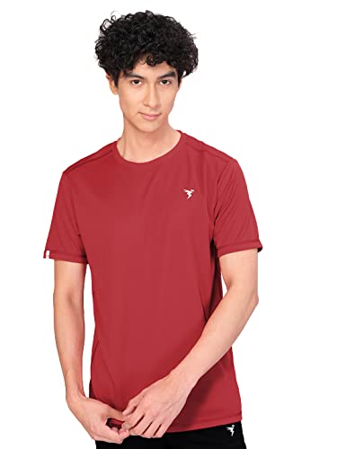 Image of TECHNOSPORT Men's Slim Fit Polyester Activewear Sports T-Shirt with Moisture-Wicking Comfort for Workout, Running & Gym