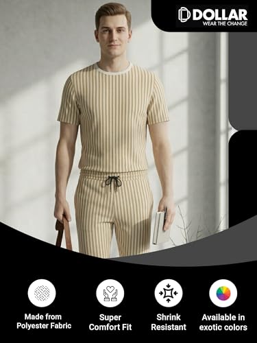Image of Dollar Men Co-Ord Set | Polyester Trackpants + T-Shirt | Regular Fit, Quick Dry & Breathable | Gym, Casual & Sportswear | Pack of 1