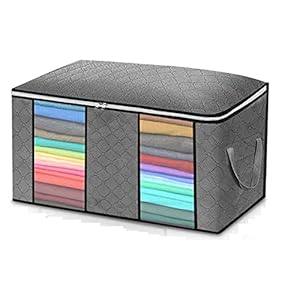 Lifelog 1pcs Closet Organizer Clothes Storage Bag Organizers with 2 Clear Windows and Reinforced Handle,Cloth Foldable…