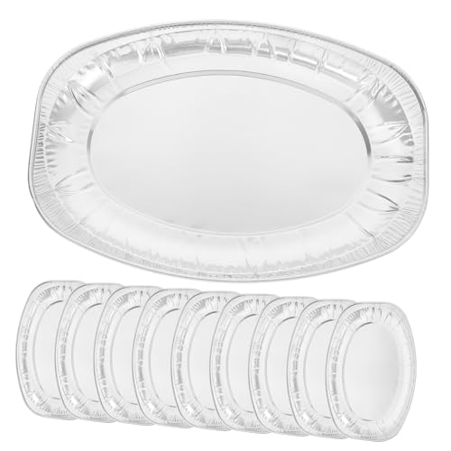 Ciieeo 10pièces Plats de Service Aluminium pour Barbecue Jetables Résistants Adaptés pour Poissons et Grillades Conçus pour Usage Unique