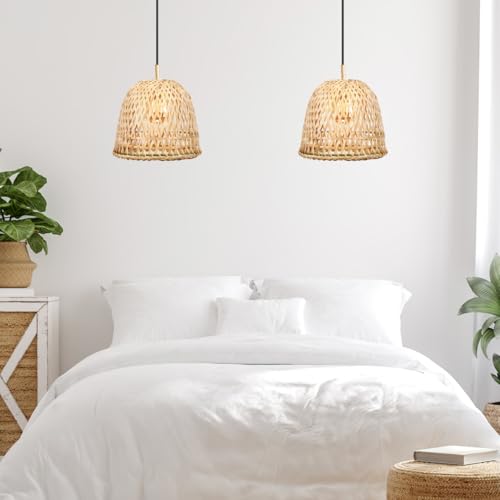 Image of Pendant Light Lampshades Woven Lampshade for Room Warm Light Rustic Style