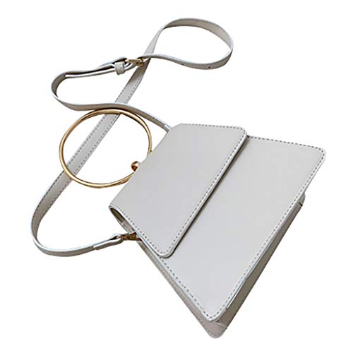 ZEZKT Sac Besace Femme Fille Couleur Unie Anneau Perle en Cuir Artificiel Sacs Bandoulière Sacs Portés Épaule Sacs à Main Sacs Portés Main Sacs à Dos Porté Travers Sac Banane Cabas Cover