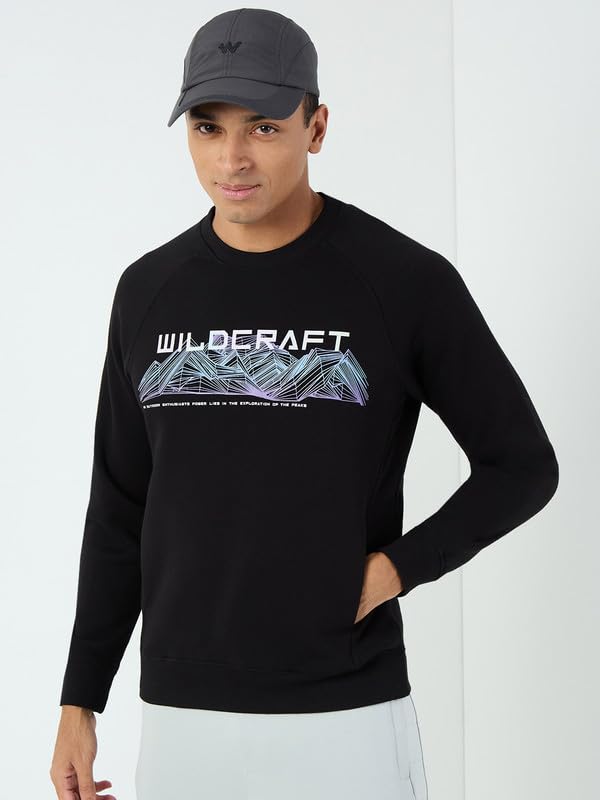 Image of Wildcraft Men Cotton Blend Sweat Shirt | Sweatshirt for Mens | Regular Fit |