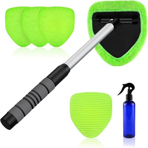 XINDELL Windshield Cleaner Tool – Car Interior Window Cleaning Kit with Extendable Handle & 4...