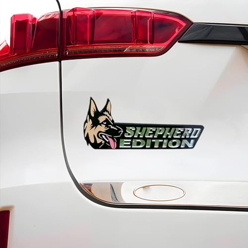 Image of Cute Dog Car Badge Laser Cutting Car Emblem,Funy 3D Acrylic Dogs Badge Rated Car Emblem Automotive Badge Decals and Stickers for Car, Truck, Rv, Boat Exterior Decoration (German Shepherd)