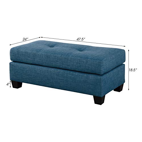 Lexicon Kennedy Tufted Fabric Ottoman, 47.5" W, Blue #TOP2