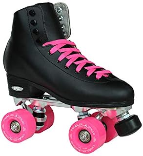 Epic Skates Classic High-Top Quad Roller Skates, Black/Pink, Size 5