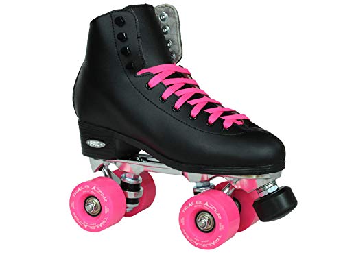Epic Skates Classic High-Top Quad Roller Skates, Black/Pink, Size 5