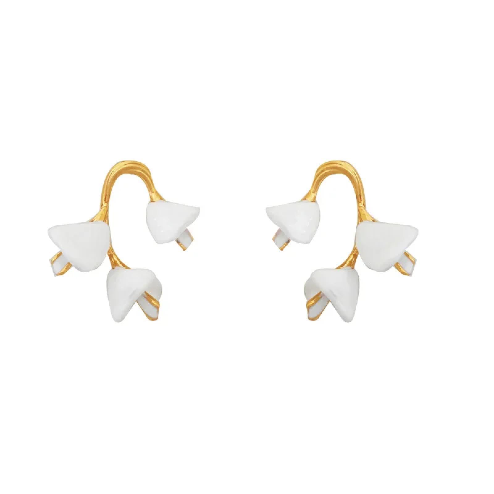 Boucles d'oreilles fleur blanche et collier assorti pour femme - 6