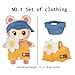 ebuddy 6 Sets 17cm Plush Dolls Clothes - Dress Up Doll Clothing Set Replacement Outfit Collection with Hats & Accessories (No Doll No Glasses)