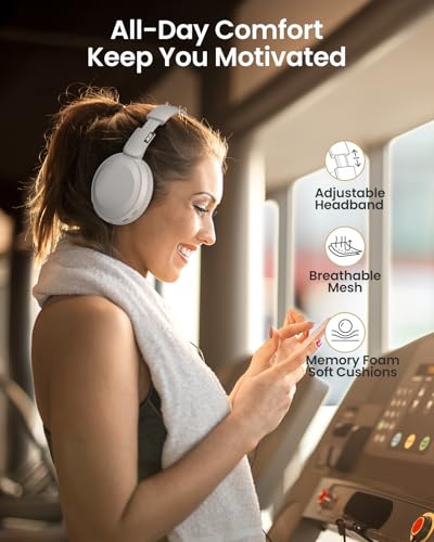 Acer Wireless Bluetooth Headphones, 70 Hours Playtime, Foldable Over-Ear Headphones with 40mm Drivers, Memory Foam Earpads, Multipoint Bluetooth 6.0 for Travel, Home, Office, White - image 5