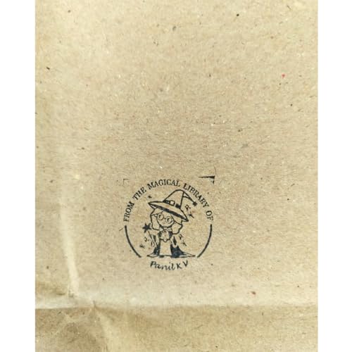 Image of Kunya Personalised Book Stamp with Your Name(3.5 cm Dia), customised for Stamping Books for Readers, Great Gift for booklovers, Kids, Teachers (Magical Libary)