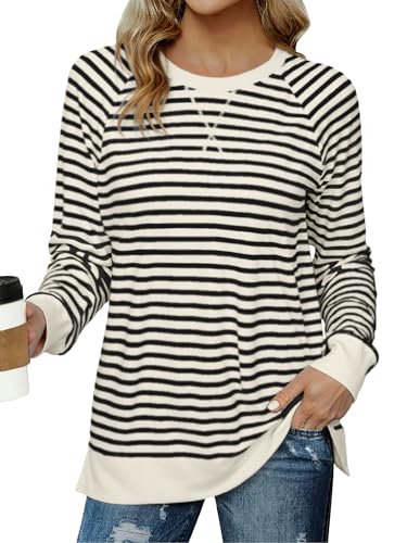 Glamaker Womens Long Sleeve Sweatshirt Casual Crewneck Sweatshirts Loose Fit Pullover Tops