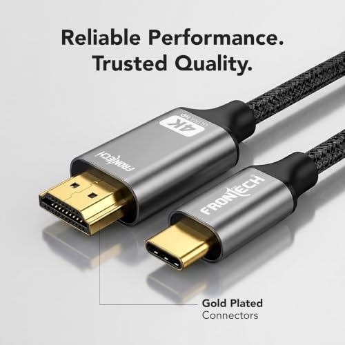 Image of FRONTECH Type-C to HDTV Cable - 1.0m Braided Ultra HD 4K@60Hz Adapter Cable with Gold-Plated Connectors (NC-0087)