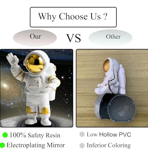 Image of VRB DecTM 3Pcs Astronaut Figurine Spaceman Statue Ornament Toys Statue for Showpiece Home Room Office Desktop Decoration /Car Dashboard /Perfect Valentine Items (3 Pcs Big Golden Astronaut showpiece)