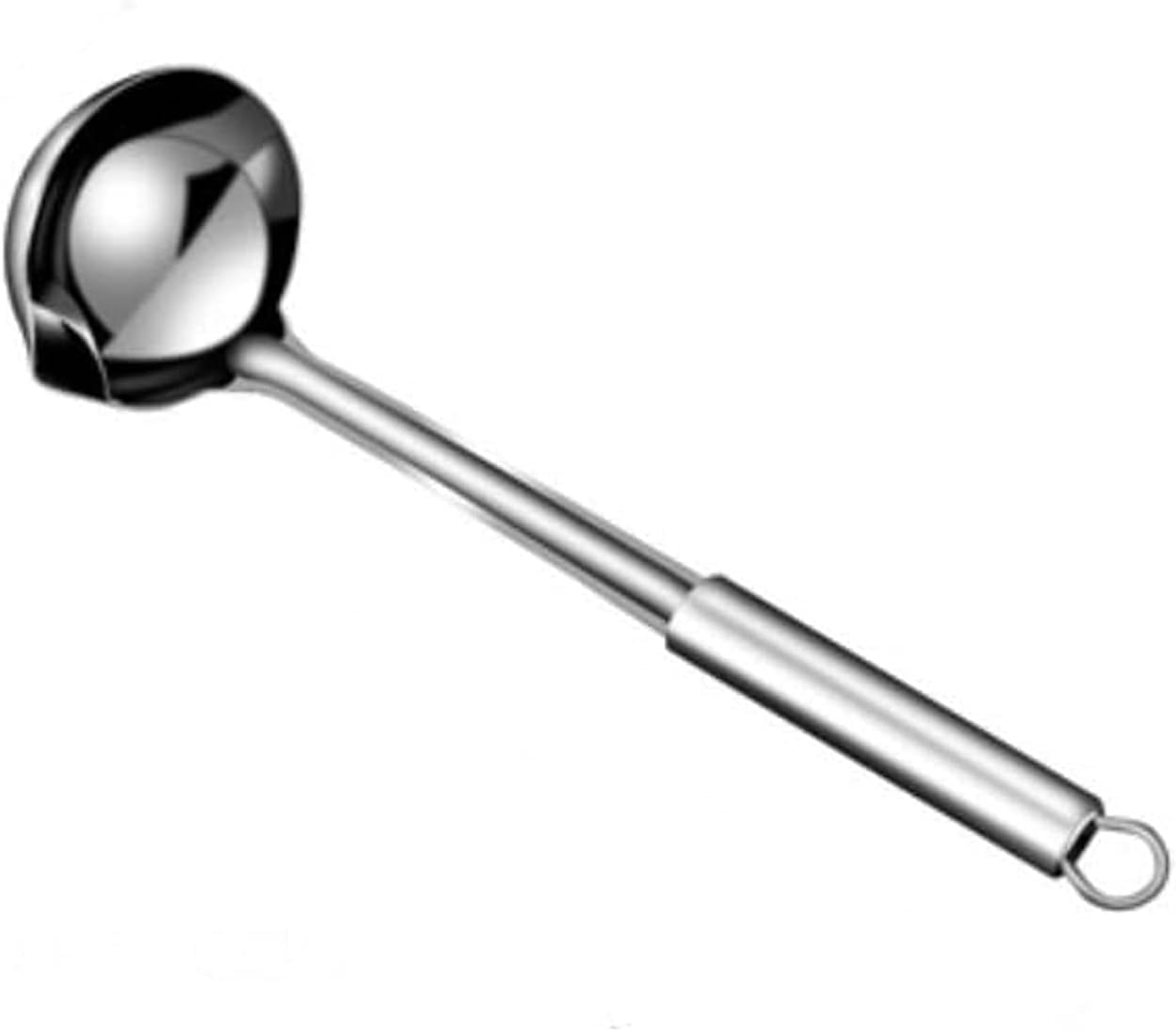 ECVV Kitchen Oil Filter Soup Scoop Cooking Oil Filter Spoon Stainless Steel Long Handle Scoop for Hot Pot Restaurants Home Kitchen Silver