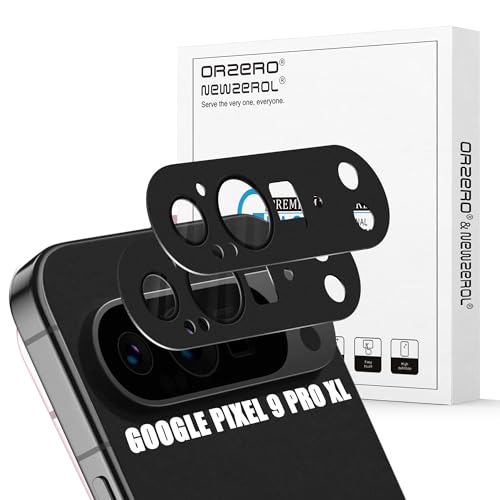 Orzero (2 Pack Camera Lens Protector Compatible for Google Pixel 9 Pro XL Protector de Cmera Premium Metal and Glass Precise Camera Cutouts High Definition Anti-Scratch (Black)