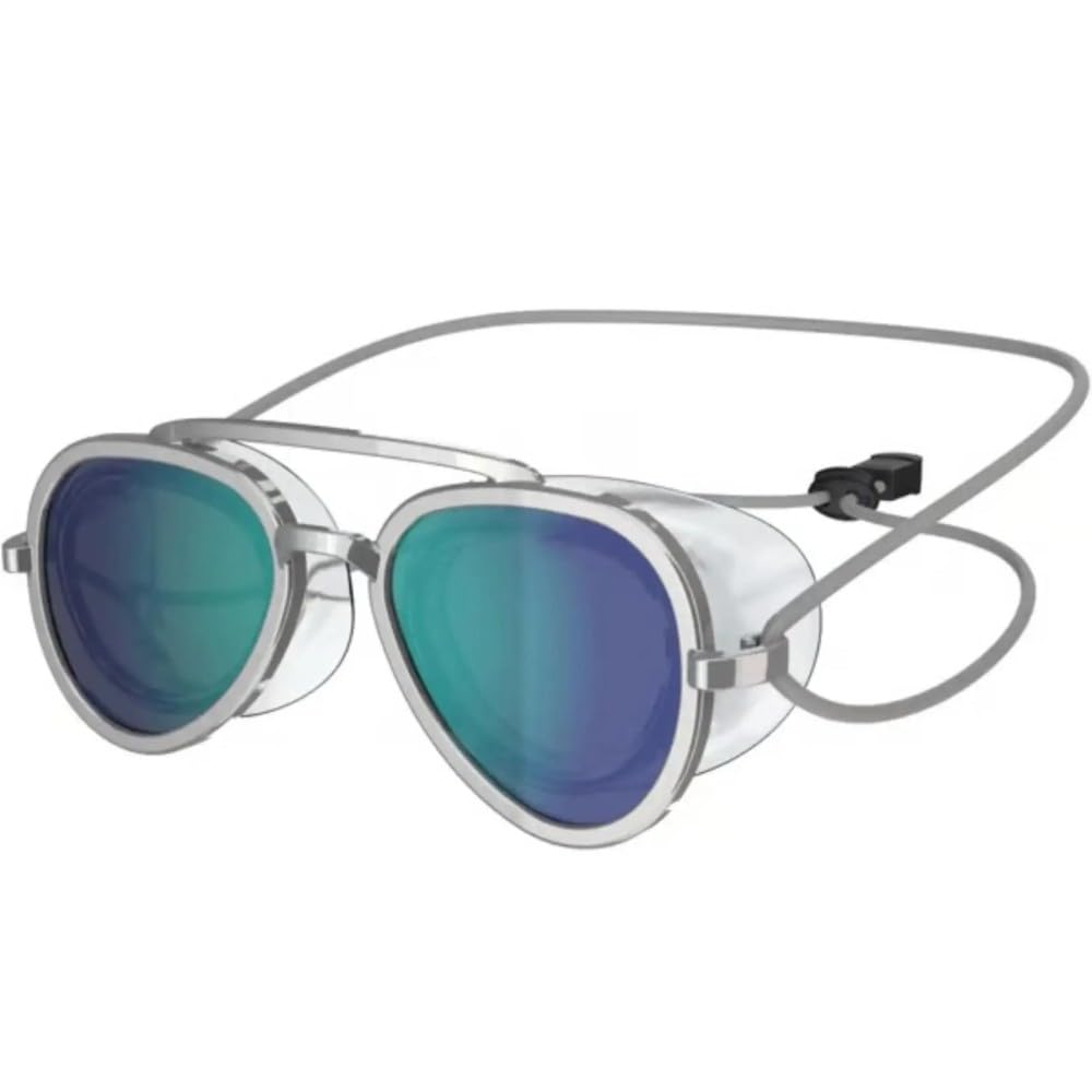 SMYDM Retro Aviator Swim Goggles For Adults, Vintage Double Bridge Metal Frame Round PC Lens Anti Fog, Hang Around Neck Design For Men Women Swimming Pool Beach Vacation