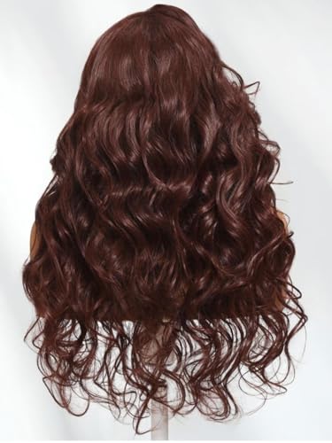 Image of Beauty Forever Bye Bye Knots 7x5 HD Lace Closure Glueless Wig Human Hair Dark Auburn Big Bouncy Wave Side Part Wig Invisi Drawstring Wear and Go Pre Plucked Pre Cut Bleached Knots 150% Density 18inch