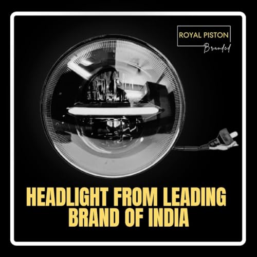 Image of Royalpiston Powerful Daymaker Minus LED | 2023 CREE /Osram LED | Headlight 7inch 12V-80V, 110W Compatible with Royal Enfield All Models, Thar, Gypsy