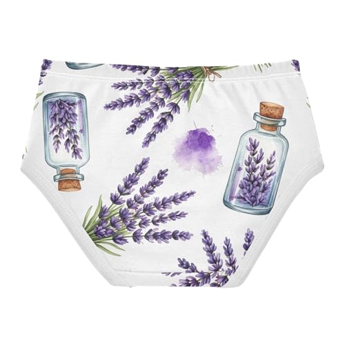 Cotton Girls Underwear Toddler Watercolor Purple Lavender Flowers Little Girl Panties Aesthetic Briefs Kids Undies 2t2