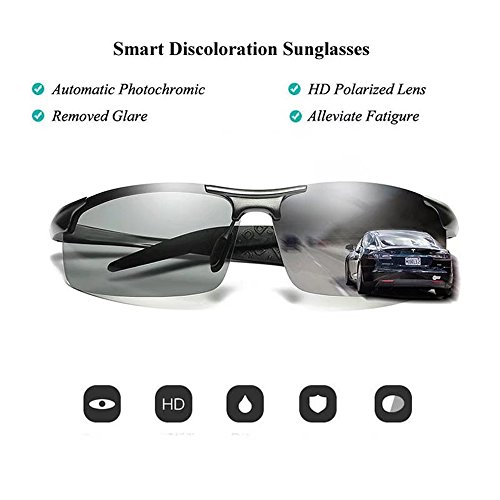 MOTELAN Men's Photochromic Polarized UV400 Sunglasses for Outdoor Fishing Golf Beach Baseball Sports Grey