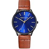 BRIGADA Men's Watches Classic Black Blue Business Casual Wrist Watch for Men Quartz Waterproof