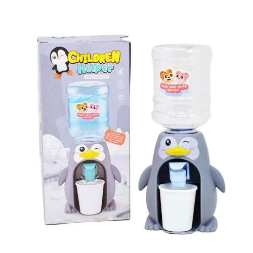 Children Helper Penguin Water Dispenser for Kids, Mini Size, Gray Cartoon Design, Portable Beverage Station with Cup Holder-image-17
