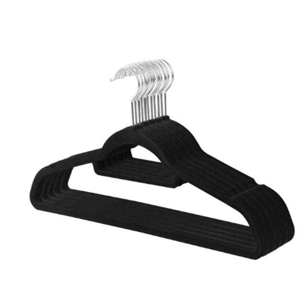 MOBYGKFY 10Pcs Flocking Surface Nonslip Space Saving Coat Hanger for Closet Storage Clothes Hanger Hanger Hook(Dark gray)