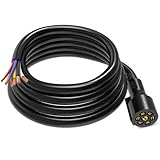 7 Way Trailer Cord, Kohree Heavy Duty 7 Way Trailer Plug Inline Cord Wire Harness Cable Double Prongs Connector 8 Feet for Truck Camper Blade Molded RV Cable Wire, Weatherproof Anti-corrosive