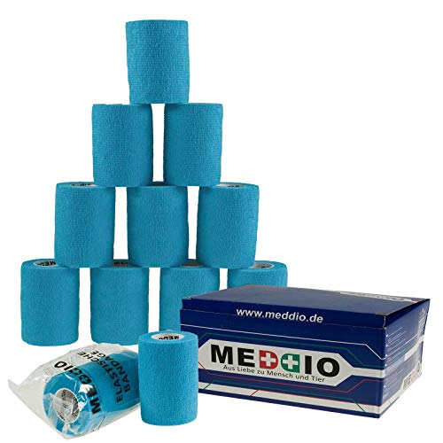 12 Haftbandagen Größe+Farbe wählbar - selbsthaftende Bandage Fixierverband selbstklebend, Farbe:blue refresh, Größe:7.5cm Cover
