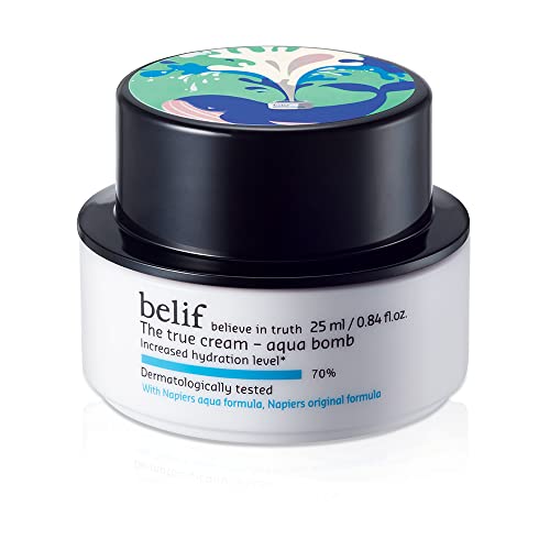 Belif The True Cream Aqua Bomb, Hydrating Moisturizer for Face | Ultra-lightweight, gel-cream | Daily Use Hydarting Face Cream | For Normal, Combination, and Oily skin types| Clean Skincare Products for Face | Korean Skin Care Products | (25 ml)
