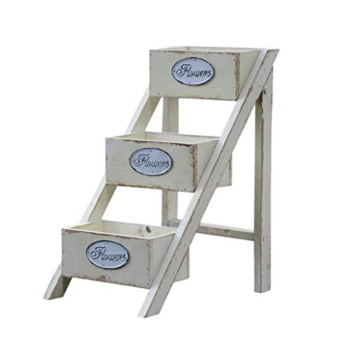 RJJX Home Flower Frame Domestic Gardening Ladder Solid Wood Multilayer Flower Stand American