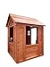 HAUSHECK Kids Playhouse for Boys & Girls, Wooden Playhouse with 2 Windows and Flowerpot Holder, Outdoor Childrens Play Houses for Ages 3-8, Golden Red