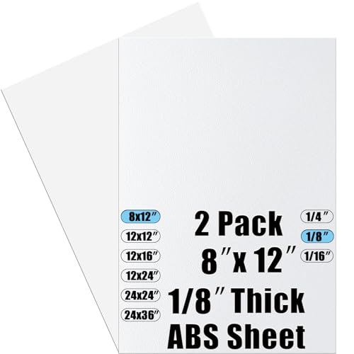 Image of ABS Plastic Sheet 1 /8 Inch Thick 8 inch x 12 inch (2-Pack),Two-Sided Heat Moldable Panel (Thermoplastic Textured Front & Smooth Back), White Thermoform Board Great for DIY Projects, Decor, Handcrafts