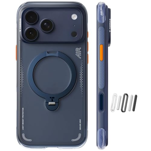 Image of TORRAS Ostand Q3 Air Original for iPhone 17 Pro Max Case, 360 Magnetic Stand, MagSafe Compatible, Mil-Grade Drop Tested, Camera Control Button, Shockproof for 17 Pro Max Cover, Midnight Blue