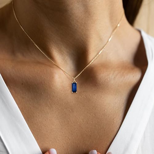 EVER FAITH Tiny Created Diamond Necklace, S925 Silver 14K Gold Emerald Cut Birthstone Cubic Zirconia Choker Necklace for Women Mothers Day/Birthday Jewelry Gifts2