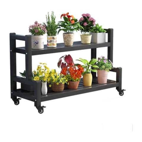 2 Tier Metal Plant Stand with Wheels, Indoor Outdoor 21.7in Tall Corner Rolling Ladder Plant Stand for Multiple Plants, Ladder Plant Holder Plant Pot Stand for Garden Balcony Living Room Cover