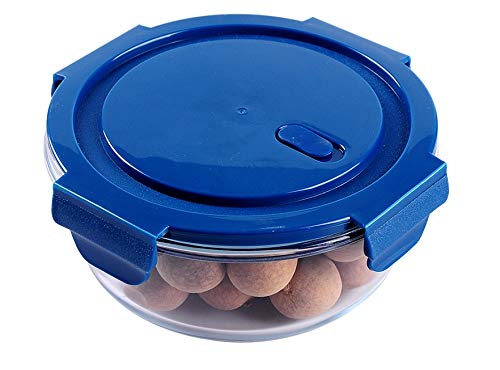 Image of STAR WORK 650 ml Round Glass Meal Prep Containers, Food Storage Containers with Lids Airtight, Glass Lunch Boxes, Microwave, Oven, Go & Freezer-to-Oven-Safe Food Containers Pack of (1), Blue