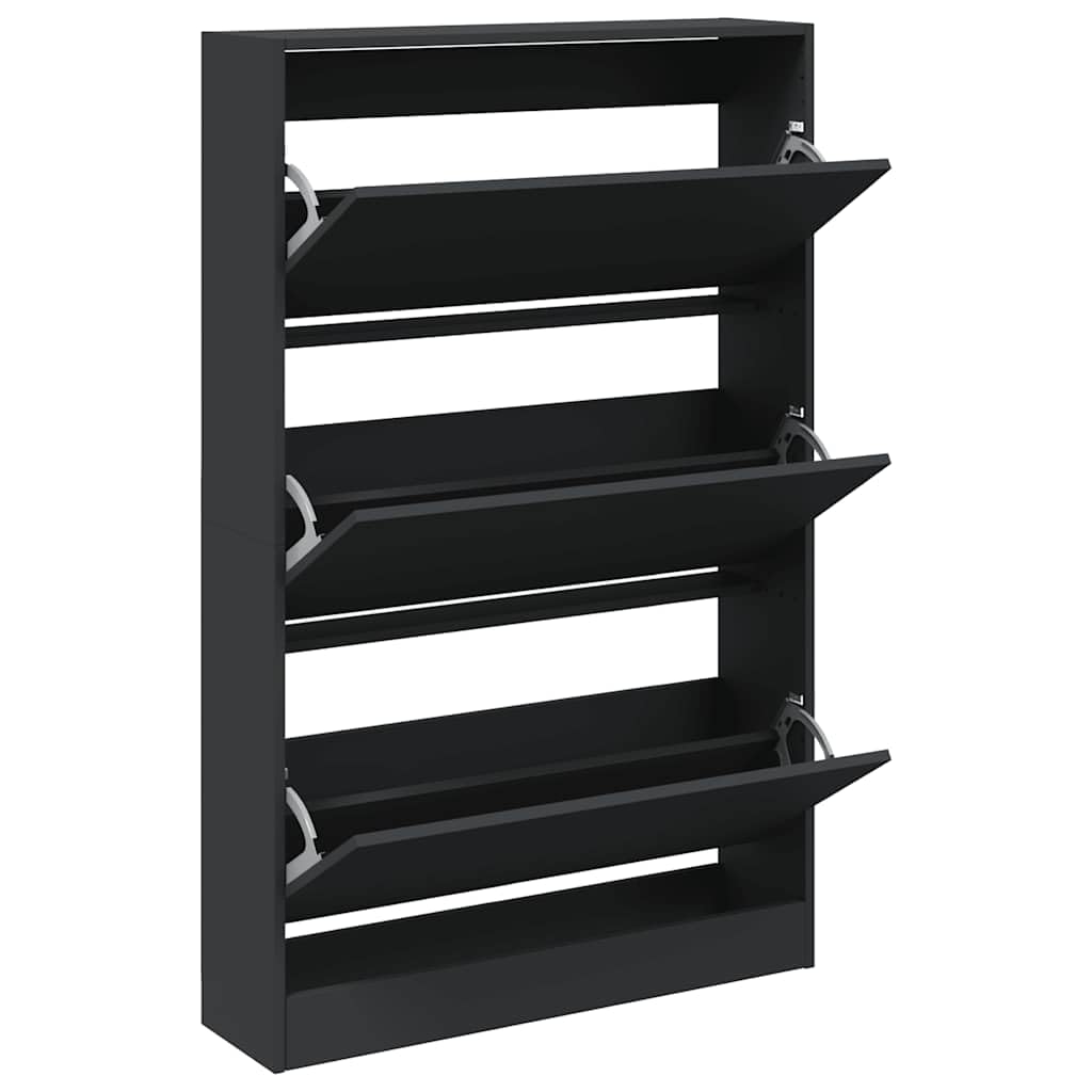 Armoire à chaussures noir en bois d'ingénierie pour un couloir épuré
