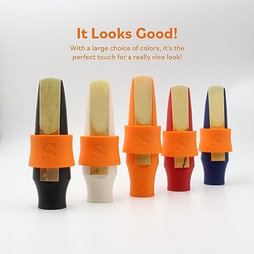 Image of Syos Tenor Saxophone Ligature Lava Orange, Great Fit for Syos Mouthpieces and Compatible with Tenor Sax Rubber Mouthpieces