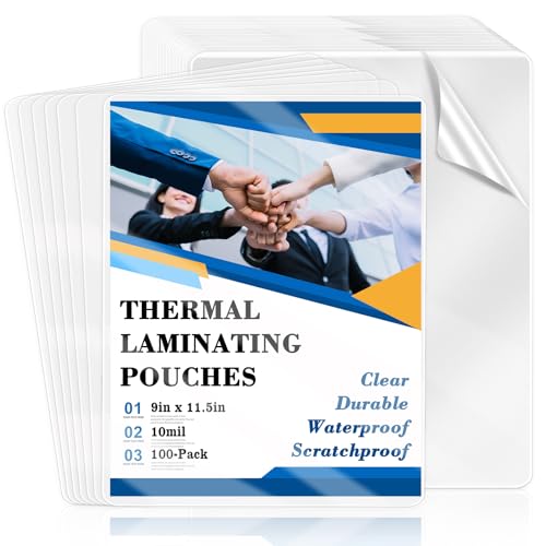 Image of 100 Pack 8.5x11inch 10mil Letter Size Laminating Sheets Thermal Laminating Pouches Paper Laminator Sheets File Card Laminator Pouches 8.5x11inch for Permits Cards File Photos